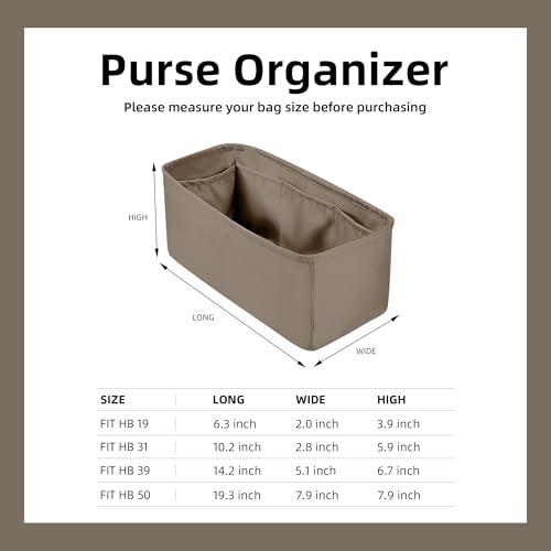 DGAZ Silk Purse Organizer Insert Fits Hermes Herbag 31/39/50 Bags, Luxury Handbag & Tote Organiser, Simplicity bag insert(Etoupe Grey,H19) - color: Etoupe grey, size: H19