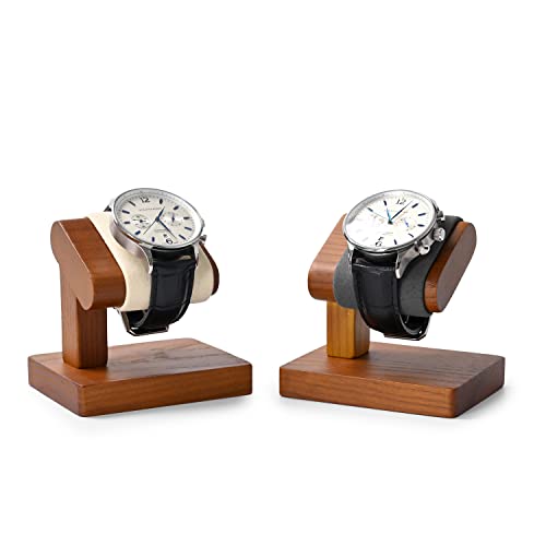 Solid Wood Single Watch Display Stand for Men Jewelry Watch Showcase Stand Display (Beige) - color: Beige