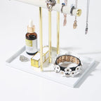 Jewelry Organizer Stand, Necklace Holder with Metal Frame, Jewelry holder stand Tree for Display, Bracelets Earrings and Ring Tray for Women (Beige, 3 Tier) - color: Beige