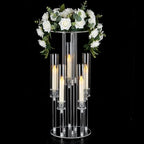 1PCS 5 Arm Candelabra,Clear Centerpiece for Table,Acrylic Centerpiece Stand for Wedding Reception,Acrylic Candle Holder for Event Celebration Wedding Birthday Home,Christmas - size: 23.6inch-1pcs