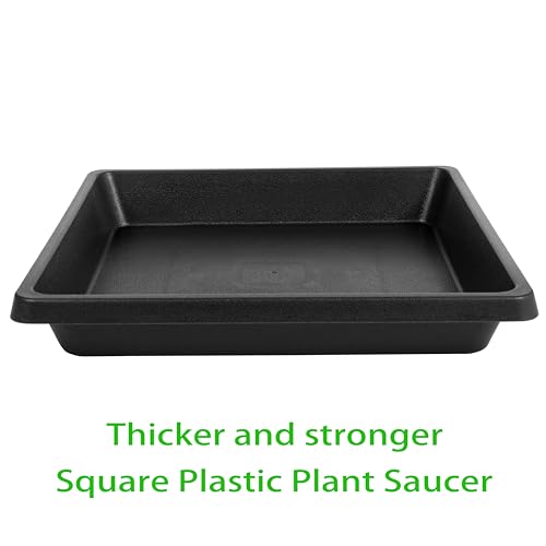Square Plant Saucer 8 Inch 2 Pack 6 10 12 14 16 18 20 inch, Saucers for Potted Plants and Water Catcher Tray, Plant Drip Trays and Flower Pot Saucers, Plant Saucers for Indoors and Outdoors - color: Black, size: 8"(2Pack)