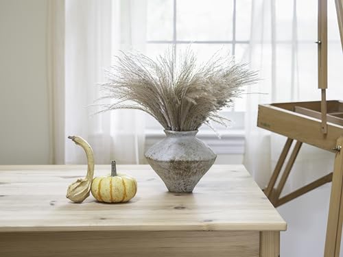 Rustic Farmhouse Textured Ceramic Vase, Handcrafted Distressed White Pottery Flower Vase for Centerpiece, Decorative Vases for Living Room, Kitchen, Bedroom, Office Decor, Gift & Weddings