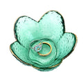 Green Flower Ring Dish Jewelry Tray, Small Glass Trinket Tray for Rings Earrings, Present for Wife Mom Daughter Women - color: Green