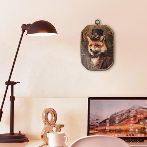Hxlac Vintage Fox Rectangular Wall Art Framed, Dark Moody Fox Rectangular Wall Decor, Rustic Farm Animal Hanging Canvas Prints Wall Sculptures for Farmhouse Home Living Room Bedroom Decor, 7.1x10.2 Inch - color: rectangular frog