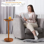 BLUEWEST Drink Table, 22" Tall Compact Side Table with Phone Slot and Weighted Base, Durable Pedestal Table Accent for Living Room, Bedroom, or Office, Cocktail and Martin (1, Acacia) - color: Acacia