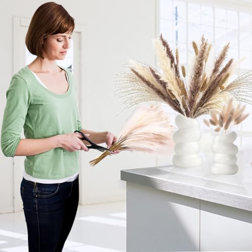White Flower Vases Plastic Spiral Vase Modern Fall Minimalist Vase Small Pampas Grass Decorative Vases Flower Arrangement Container for Home Decor Wedding Table Party (1Pcs)