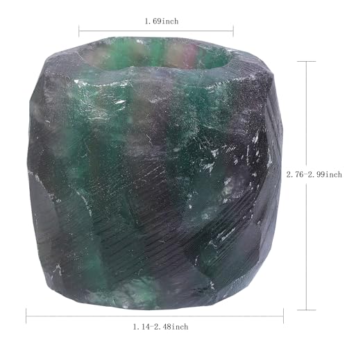 rockcloud Natural Raw Flourite Taper Tea Light Candle Holder Air Plant Holder Healing Stone Home Decoration Figurine - color: Green and Purple