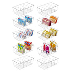 Vtopmart 10 Pack Food Storage Organizer Bins, Clear Plastic Bins for Pantry, Kitchen, Fridge, Cabinet Organization and Storage, 4 Compartment Holder Packets, Snacks, Pouches, Spice Packets - style: 10pack