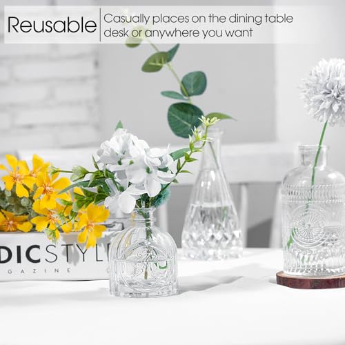 TBWIND Glass Bud Vases Set of 12, Small Vases for Centerpieces, Vintage Mini Vases for Wedding Decor, Clear Glass Bud Vase in Bulk, Office and Home Table Flower Décor - color: 12pcs-clear