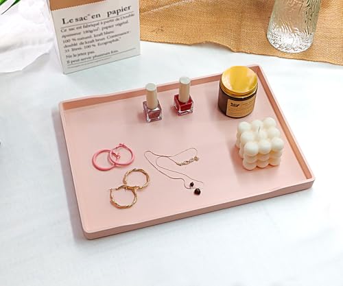 Pink Serving Tray (13.5 x 9.6 inch) for Serving Accessory, Spa, Coffee, Drinks, Cupcake Stand, Party Supplies, Coffee Table Decor, Vanity & Buffet Display. - color: Pink-1 Tray, size: 13.5" x 9.6" x 0.9"