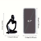 Sandstone Thinker Abstract Statue, European Light Luxury Resin Craft, Office Bookshelf Living Room Entrance Desktop Decor, Black - color: Black