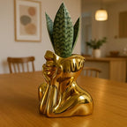 Face Vase Unique Ceramic Vase for Room,Office,Home Decor,Gold,A - style: Gold-A