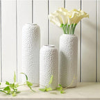 Hosley Set of 3 White Ceramic Honeycomb Vase Tall 12 Inch Medium 10 Inch Short 8 Inch High Each. Ideal Gift for Wedding Special Occasion Dried Floral Arrangements Home Office Spa - color: Honeycomb White