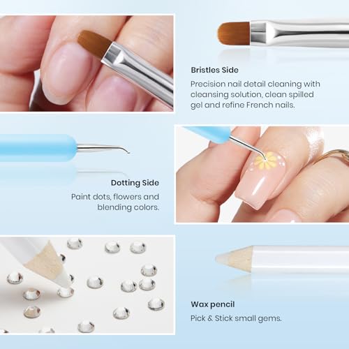 Beetles Gel Polish Nail Glue with Nail Gems Set, 15ml Nail Rhinestone Glue &120+2000Pcs Crystal Glass AB Rhinestones For Nails art, Nail Gems with Double-Ended Clean Up Nail Brush Gifts for Girls - color: 0-6-Nail Art Glue & Rhinestones Set
