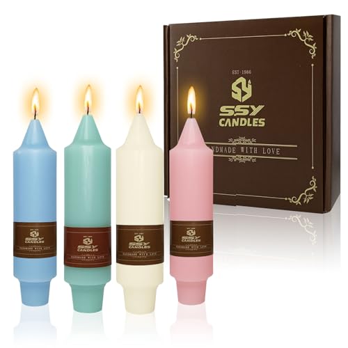 NJAO HOO Candy Colored Short Taper Candle 5 Inch Candlesticks Unscented Dripless Tapered Candle Set for Home Decor Wedding Party Dinner Candles, 4 Pack - color: Candy, size: 5 In