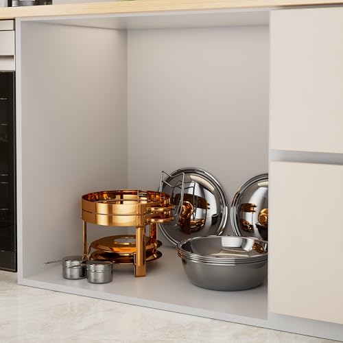 Chafing Dishes for Buffet, 4 Pack 5QT Round Stainless Steel Chafing Dish Set for Home Parties, Christmas Gatherings, Catering Events Complete Buffet Warmer Set (Rose Gold 2) - color: Rose Gold 2