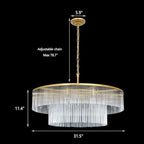 Gold Glass Chandelier Lighting Modern, 10 Light 2 Tier High Ceiling Chandelier Fixture Foyer Dining Room Ceiling Hanging Pendant Lighting Living Room 32" - size: Medium Gold (32" x 70")