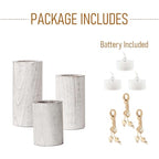 MelonBoat White Pillar Candle Holder:Farmhouse Candle Holders with Battery Operated Candles, Farmhouse Decor with Flameless LED Candles, Wood Centerpieces for Table 3-Pack for Holiday Party Home Decor