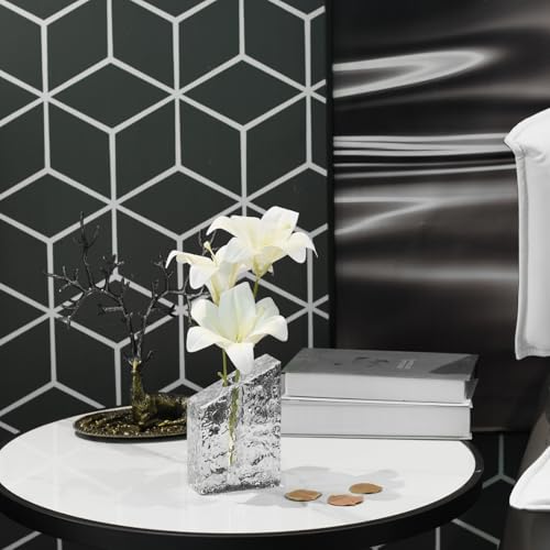 Crystal Vase Candle Holder, Elegant Single Stem Flower Vase for Home Decor, Clear Glass Taper Candle Holder, Modern Table Centerpiece for Living Room Dining Room, Housewarming Wedding Gift - color: M-cv266b-m