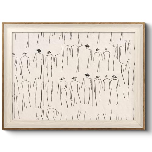 VIYYIEA Framed Wall Art for Living Room, Sketch Canvas Prints, Minimalist Home Decor, Abstract Painting Picture, Bathroom Wall Decor Gifts for Friends or Family - 16L x 12W - color: Abstract-【Crowds】, size: 16"L x 12"W