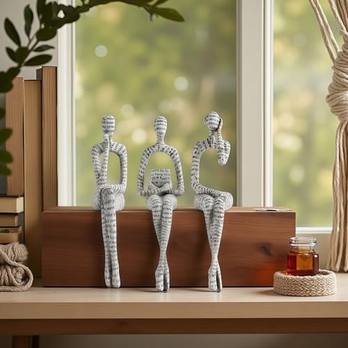 XINXUAN Letter - White Statue Home Decor - Modern Bookshelf & Desk Decor - 3 Piece Set - color: Letter - White