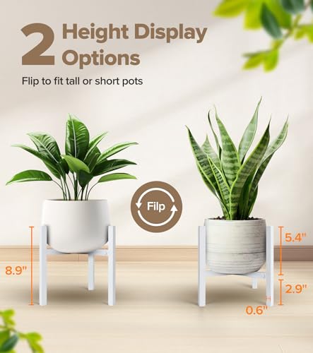 Plant Stand Indoor Adjustable, Metal Modern Indoor Plant Stand, Heavy Duty Plant Stands Outdoor Corner, Stable Plant Holder, Fits 8 to 12 Inches Pots, White, 1 Pack, Pot & Plant Not Included - color: White, size: 1 Pack