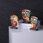 XINGYAN Abstract Resin Face Statues Set of 3–Handmade Modern African Art Sculpture Decor, Creative Weird Art Room Decor for Contemporary Shelf & TV Stand–Small Modern Decorative Items (Set A)