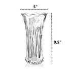Dicunoy Set of 2 Glass Flower Vase, 9.5" Large Flower Vases for Centerpieces, Modern Clear Heavy Duty Crystal Tall Cylinder Flared Vase for Rose Bouquet, Home, Wedding, Living Room, Office