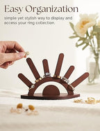 Wooden Ring Holder, Evil Eye Ring Display Wood Ring Stand, Cute Jewelry Display for Ring Display Stand, Christmas Birthday Engagement Gift for Women Her - color: Brown Wood