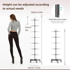 Upgraded Retail Display Stand 7 Tier Spinning Display Stand, Movable Shop Spinner Rack with Hooks, Retail Display Racks for Jewelry Keyring Hats Socks Toys (Black) - color: Black, style: 7 Tier-5 wheels