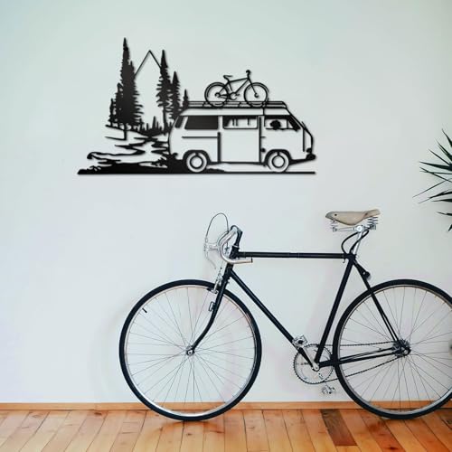 Vintage Camper Van Metal Wall Art - Iron Rustic Travel-Themed Decor , Edition Adventure-Inspired Home Decor for Living Room, Bedroom, Office, Camper Decor, Artistic Metalwork, Decorative Plaque, Adventure Seekers - color: Camper Van