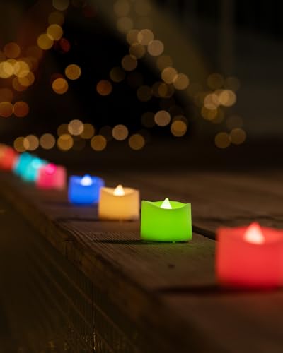Homemory Multi Color Changing Tea Lights Battery Operated, 7-Color Changing LED Plastic Holiday Candles for Halloween, Pumpkin, Ofrenda, Christmas, Party, Dia1.5'' x H1.3'', 24-Pack [White Base] - color: 7 Color Changing Glow – White Body, size: Pack of 2