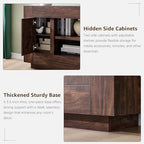 OKD Modern 70" TV Stand, Entertainment Center for TVs Up to 80", Media Console with Large Open Storage & Side Cabinets, Thick Wood Design for Living Room, Dark Walnut - color: Dark Walnut