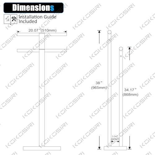 KOKOSIRI Free Standing Towel Racks Matte Black 2-Tier Towel Holder for Bathroom Floor Stand with Heavy Marble Base Thicken Steady Design Stainless Steel THS0005-BK - color: Matte Black