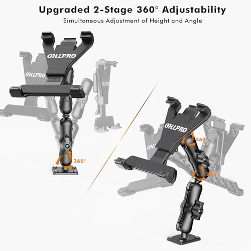 OHLPRO Tablet Holder for Truck, Heavy Duty iPad Mount for Drill Base 360°Adjustable 2-Stage Arm Car Stand for All 7" - 11.5" iPad Pro,Mini,Samsung Tab,Nexus, Great for Desks,Wall, Businesses - size: 2-Stage Arm