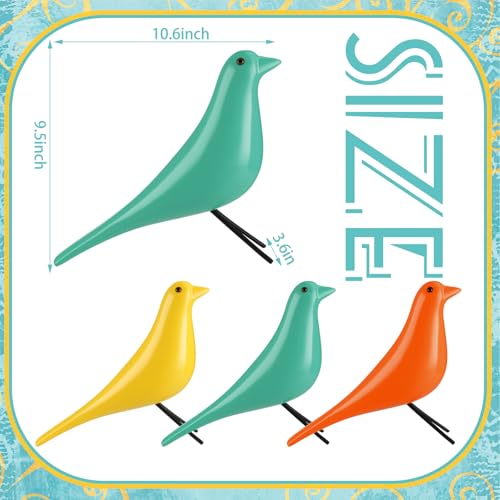 AceOrbit 3 Pcs Mid Century Modern Decor Medieval Table Decor Large Ceramic Birds Orange Blue and Yellow Ceramic Birds for Home Office Table Desktop Bookshelf Mantelpiece Shelf Centerpiece - style: Retro Style