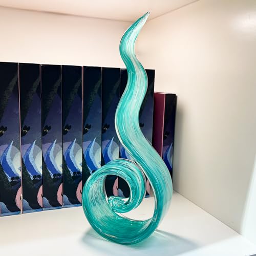 11.4" Tall Hand-Blown Glass Sculpture Murano-Style Sculpture Art Ornament Statue Figurines Home Decor Accent Piece Coastal Ocean Nautical Home Decor,Shelf,TV Stand,Tabletop Centerpieces,Wonderful Gift - color: Light Green