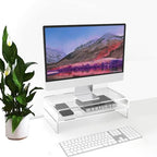 Acrylic Monitor Stand, 2 Tier Computer Monitor Stand Riser，16 inch Acrylic Computer Monitor Stand Riser for iMac, PC, Desktop, Laptop, TV Screen with Extra Storage Space Home Office