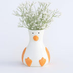 Ceramic Goose Vase White Modern Flower Vase with Unique Goose Design Aesthetic Table Decor Funky Trendy Art Planter Holder for Flowers, Home Office Shelf Decoration