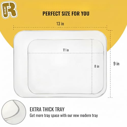 3 Pack Silver Plastic Serving Trays for Party - Silver Rim Serving Tray 8 x 11 Inch - Heavy Duty Dessert Trays for Food - Rectangular Party Serving Trays for Entertaining - color: White and Silver Rim