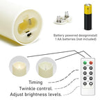 kakoya Flickering Flameless Candles, Battery Operated Acrylic LED Pillar Candles with Remote Control and Timer,Set of 9 (Ivory) - color: Ivory-9