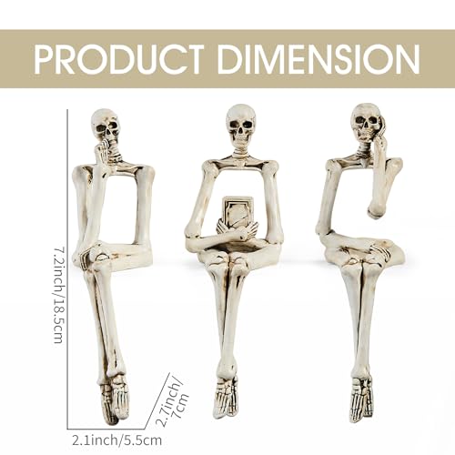 XINXUAN Halloween Decorations Skull Statue Home Decor - Modern Bookshelf & Desk Decor - 3 Piece Set (Retro - White) - color: Retro - White