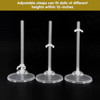E-TING Transparent Dolls Holder Stand Support for 9inches-12inches Dolls - Pack of 10