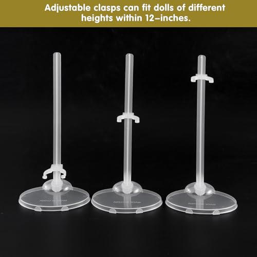 E-TING Transparent Dolls Holder Stand Support for 9inches-12inches Dolls - Pack of 10