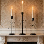 Bow Candle Holder - Bow Candlestick Holder Set of 3 Metal Gold, Modern Decorative Taper Candle Holder for Centerpiece Wedding Dining Table Holiday Housewarming Gift (Black)