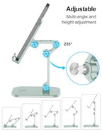 OCYCLONE Phone Stand, Adjustable Height and Angle Foldable Cell Phone Stand Holder for Desk, Taller iPhone Stand Compatible with 4.7"-13" Smartphones iPad Tablet, Light Green - color: Light Green