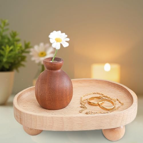 Vaveren Wooden Riser Tray Jewelry Display Dish Soap Holder Pedestal Stand for Fireplace Kitchen Counter Candle Holder Vanity Birthday - color: Irregular（6.30inx4.92inx1.97in）