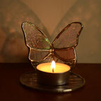 Handmade Stained Glass Candle Holder - Elegant Gift for Mom, Wife, Valentine's Day, Mother's Day, Christmas, Birthday, Anniversary, Thanksgiving, Graduation & Housewarming (Butterfly) - color: Butterfly