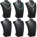 Kigley 6 Pcs Black PU Leather Jewelry Bust Display Necklace Holder Stand Necklace Mannequin Holder for Jewelry Display Trade Show(13.39 x 3.94 x 8.07 Inches) - size: 13.39 x 3.94 x 8.07 Inches