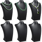 Kigley 6 Pcs Black PU Leather Jewelry Bust Display Necklace Holder Stand Necklace Mannequin Holder for Jewelry Display Trade Show(13.39 x 3.94 x 8.07 Inches) - size: 13.39 x 3.94 x 8.07 Inches